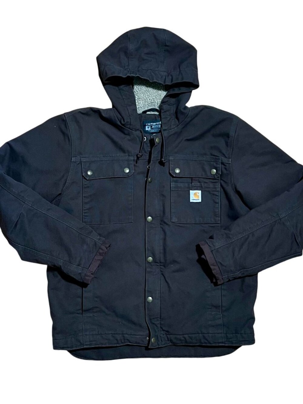 Carhartt Dark Brown Duck Bartlett Sherpa Lined Workwear Jacket, Men's Medium